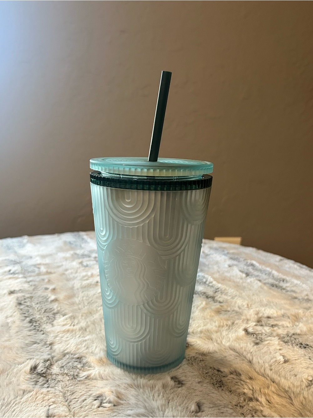 Starbucks Mint Green Textured Reusable Cold Cup with Straw